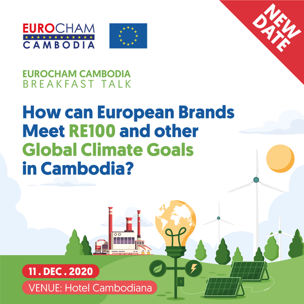 New Date: Breakfast Talk on How can European Brands Meet RE100 and Other Global Climate Goals in Cambodia?